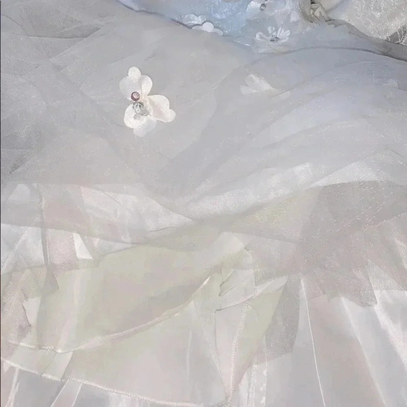 Girls White Lace and Tulle Dress 2T Formal - Picture 7 of 8